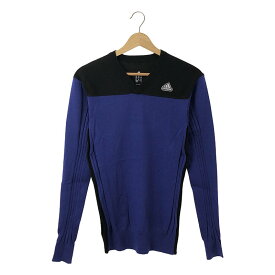 【美品】 kolor / カラー | × adidas / アディダス Sweater バイカラー ニット | XS | ブルー/ブラック | メンズ