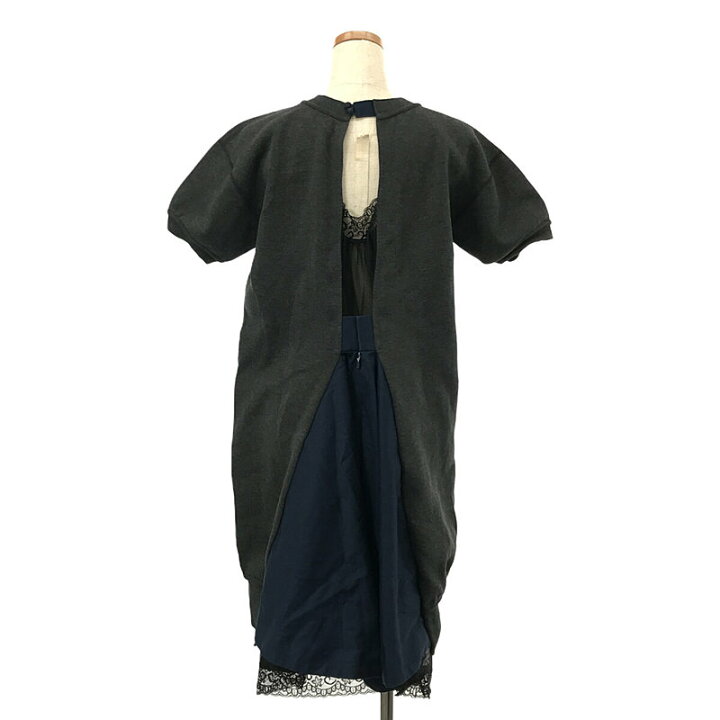 未使用品 sacai スウェット 異素材切替 ワンピース ペプラム フレア M 