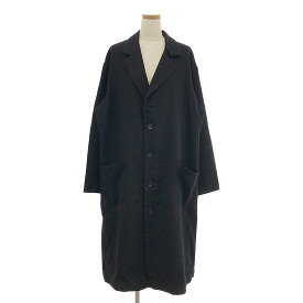 【美品】 Y's / ワイズヨウジヤマモト | 2023AW | 2/48 SHRUNKEN WOOL SERGE LEFT COLLAR SLIT JACKET ウールサージ ロングジャケット コート | 2 | ブラック | レディース