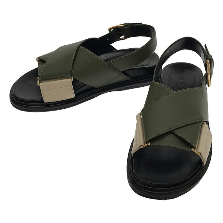 楽天市場】MARNI / マルニ | レザー フスベット フラット サンダル  