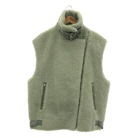 【新品】 venit / ヴェニット | WOOL POLYESTER BOA RIDERSVEST ライダースジャケット | 38 | ミントグリーン | レディース