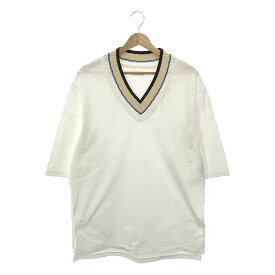 【美品】 Coohem / コーヘン | KNIT COMBI P/O / ニットコンビプルオーバー Tシャツ | F | ホワイト | レディース