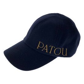 【美品】 PATOU / パトゥ | ウール カシミヤ ロゴ刺しゅう キャップ | M-L | ネイビー | レディース
