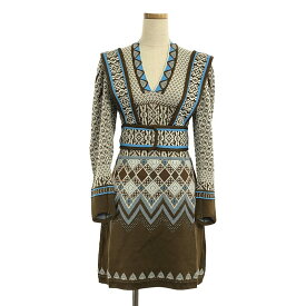 【新品】 Mame Kurogouchi / マメクロゴウチ | 2022AW | Fair Isle Knitted Dress / ジャガード ニット ワンピース | 1 | brown | レディース