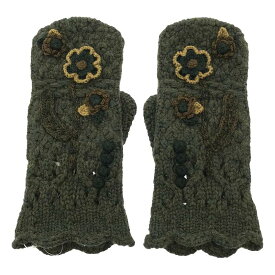 【新品】 Mame Kurogouchi / マメクロゴウチ | 2022AW | Floral Motif Hand－Knitted Gloves / グローブ 手袋 | 1 | KHAKI | レディース