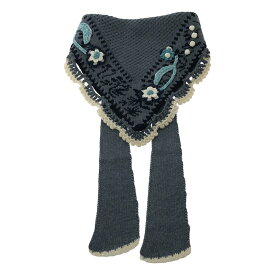 【新品】 Mame Kurogouchi / マメクロゴウチ | 2022AW | floral motif hand-knitted scarf / フローラル ニット スカーフ | 1 | blue