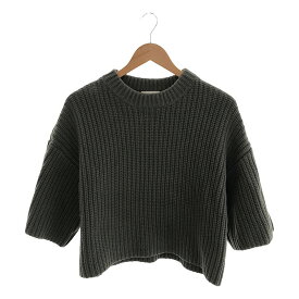 【在庫一掃SALE】HYKE / ハイク | リブ クルーネック クロップドニット | 1 | グレー系 | レディース