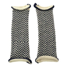 【新品】 OLUBIYI THOMAS / オルヴィトーマス | 2021AW | hand knitted wrist warmers gloves ウール ジャガード フィンガーレスグローブ アームウォーマー | F | ネイビー