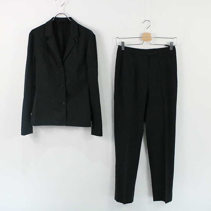 楽天市場 Prada プラダ ボタンホールデザイン ストレッチウールセットアップスーツ 44 チャコールグレー レディース Kld 楽天市場店