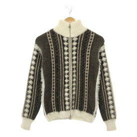 【美品】 CHANEL / シャネル | アンゴラ モヘア カシミヤ 総柄 ジップアップニット カーディガン ジャケット | 36 | グレー | レディース