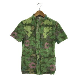 【在庫一掃SALE】【美品】 FUMIKA UCHIDA / フミカウチダ | Pile / FLORAL REVERSIBLE CHINA JACKET / リバーシブル パイル チャイナ ジャケット | 34 | グリーン/ピンク | レディース