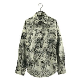 JOHN / ジョン | ポリエステル 総柄 シャツ | S | ブラック/ホワイト | レディース