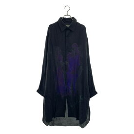 YOHJI YAMAMOTO POUR HOMME / ヨウジヤマモトプールオム | 2020SS | レーヨン 手繋ぎプリント ロングシャツ | 1 | ブラック | メンズ