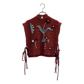 【美品】 Mame Kurogouchi / マメクロゴウチ | Floral motif hand-knitted vest フローラル ニットベスト | 2 | ボルドー | レディース