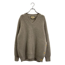 【美品】 GUCCI / グッチ | ウール カシミヤ Vネック リブニット | S | グレー | レディース