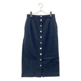 【美品】 RAF SIMONS / ラフシモンズ | 2022SS | Buttoned up denim skirt レザーロゴ パッチ デニム ロング スカート | 36 | ネイビー | レディース