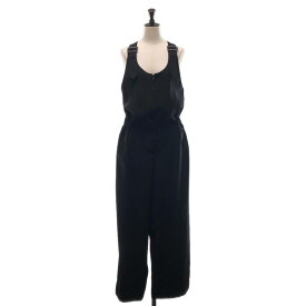 【美品】 LIMI feu / リミフゥ | DOUBLE SATIN FRONT ZIP OVERALL ダブルサテン オーバーオール パンツ | 2 | ブラック | レディース