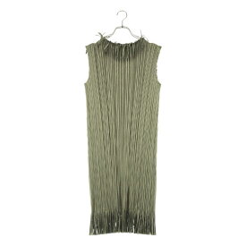 【美品】 PLEATS PLEASE ISSEY MIYAKE / プリーツプリーズイッセイミヤケ | 変形 フリンジ ノースリーブ ドレス ワンピース | 3 | カーキ系 | レディース