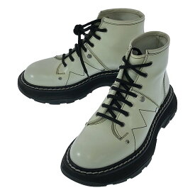 【美品】 ALEXANDER MCQUEEN / アレキサンダーマックイーン | レザー レースアップ ショートブーツ | 36 | ホワイト/ブラック | レディース