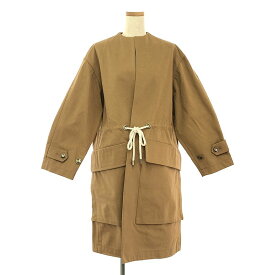 【美品】 Rito / リト | コンパクトツイル ジャージー ドローストリング ノーカラーコート | 36 | ブラウン | レディース