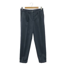 DRIES VAN NOTEN / ドリスヴァンノッテン | ウール 2タック スラックス パンツ | 36 | ネイビー | レディース