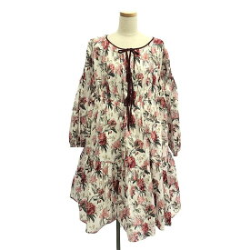 【美品】 SEVEN TEN by MIHO KAWAHITO / セブンテンバイミホカワヒト | リバティプリントティアードワンピース / 裏地付き | S | ホワイト／ボルドー系 | レディース
