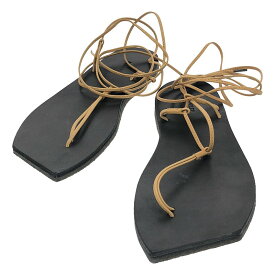 【美品】 AURALEE / オーラリー | 2021SS | × FOOT THE COACHER フットザコーチャーコラボ LEATHER LACE-UP SANDALS レザー レースアップ サンダル | 6.5 | ブラック | レディース