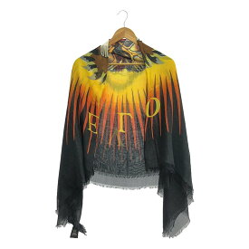 【美品】 GUCCI / グッチ | レーヨン シルク アングリーキャット 大判 ストール | 140×140cm | ブラック