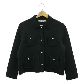【美品】 Christian Dior / クリスチャンディオール | ロゴ パールボタン シングル ニット ジャケット | 36 | ブラック | レディース