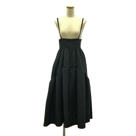 【美品】 Bluelea / ブルレア | Dot Jacquard suspenders skirt ジャガード サスペンダー スカート | S | ブラック | レディース