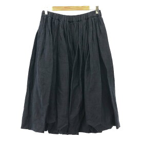 veritecoeur / ヴェリテクール | リネン ウール ドローストリング ギャザー ボリューム スカート | F | ネイビー | レディース