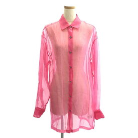 【美品】 DRIES VAN NOTEN / ドリスヴァンノッテン | シアー ロングシャツ ブラウス | XS | ピンク | レディース