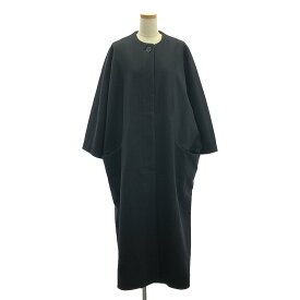 【美品】 DRIES VAN NOTEN / ドリスヴァンノッテン | ウール ノーカラーロングコート | XS | ブラック | レディース
