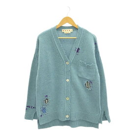 【美品】 MARNI / マルニ | 2024AW | Vintage Effect Cardigan / ニット カーディガン | 40 | ブルー | レディース