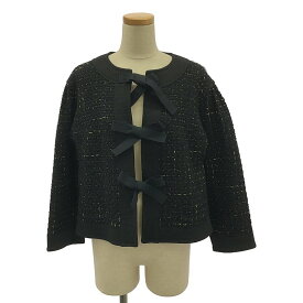 tricot COMME des GARCONS / トリココムデギャルソン | 2018AW | ノーカラー リボン ツイード ジャケット | M | ブラック/ゴールド | レディース