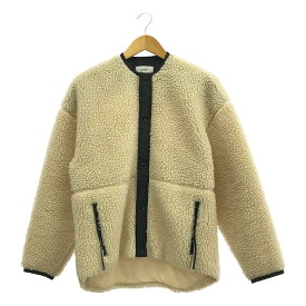 HYKE / ハイク | FAUX SHEARLING JACKET / ノーカラー ボア ジャケット | 1 | アイボリー | レディース
