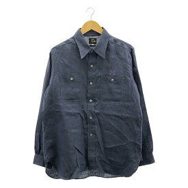 【美品】 Needles / ニードルス | WORK SHIRT - LINEN CANVAS ワークシャツ | S | ネイビー | メンズ