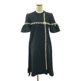 FENDI / フェンディ | レースアップデザイン ニット ワンピース | 38 | ブラック / ベージュ | レディース