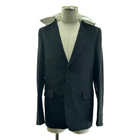 【美品】 COMME des GARCONS HOMME PLUS / コムデギャルソンオムプリュス | 2024SS | ウール ジャガード シングルブレスト ジャケット / 着脱可付け襟 | M | ブラック | メンズ