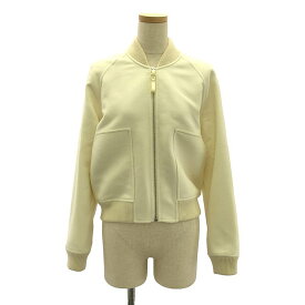 【美品】 HERMES / エルメス | 2024AW | cashmere 100％ / カシミヤ レザージップ リブ ブルゾン ジャケット | 36 | オフホワイト | レディース
