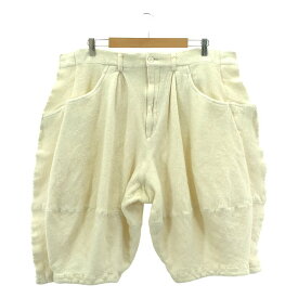 【美品】 COMME des GARCONS HOMME PLUS / コムデギャルソンオムプリュス | 2024AW | ウール 縮絨 変形 インサイドアウト タック バルーン ワイド ショートパンツ | M | オフホワイト系 | メンズ