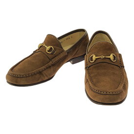 GUCCI / グッチ | ホースビット スウェードレザー ローファー | 35 1/2 | ブラウン/ゴールド | レディース