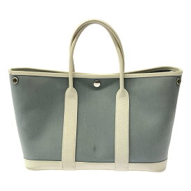 HERMES / エルメス | ガーデンパーティー TPM キャンバス レザー トートバッグ | ブルー/ホワイト | レディース