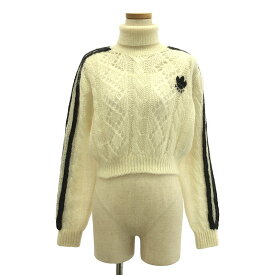 【美品】 GUCCI / グッチ | × adidas / アディダス トレフォイル サイドライン タートルネック ニット / 着脱可インナー付き | M | オフホワイト | レディース