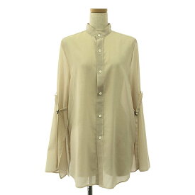 【美品】 HYKE / ハイク | ポリエステル ウール スタンドカラー 袖フレア ブラウス | 2 | ベージュ | レディース
