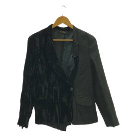 【美品】 ARCHIVIO J.M.Ribot / アルキビオジェイエムリボット | double jacket / 異素材 切替 ベロア ダブルブレストジャケット | S | black | メンズ