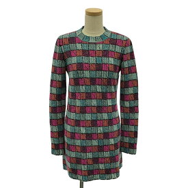 【美品】 CHANEL / シャネル | バックボタン クルーネック ロング ニットワンピース | 36 | マルチカラー | レディース