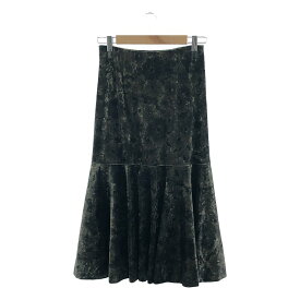 Mila Owen / ミラ オーウェン | ベロア フラワープリント フレア スカート | 1 | カーキ | レディース