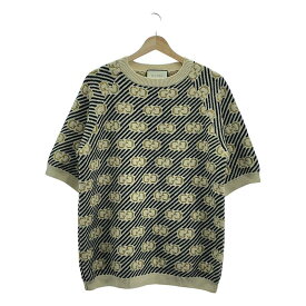 GUCCI / グッチ | GG総柄 ラグランスリーブ ニット | XS | アイボリー/ブラック/ゴールド | メンズ