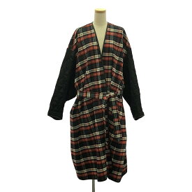 【美品】 BALENCIAGA / バレンシアガ | 2018 | キルティング切替え チェック ガウンコート | 34 | レッド/ブラック/ホワイト | レディース